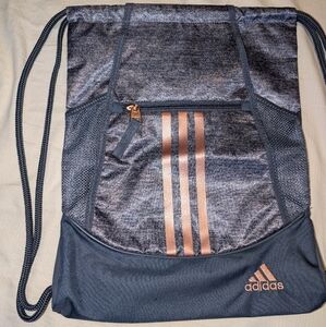Adidas Gray and Gold Drawstring Sackpack